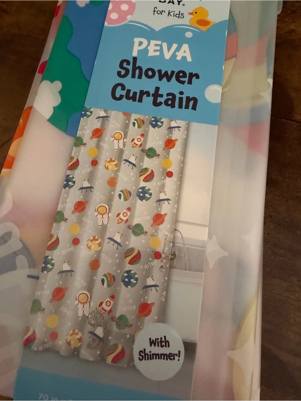 Astronaut & Celestial Childs Shower Curtain & Bath 2 Mitts NWT